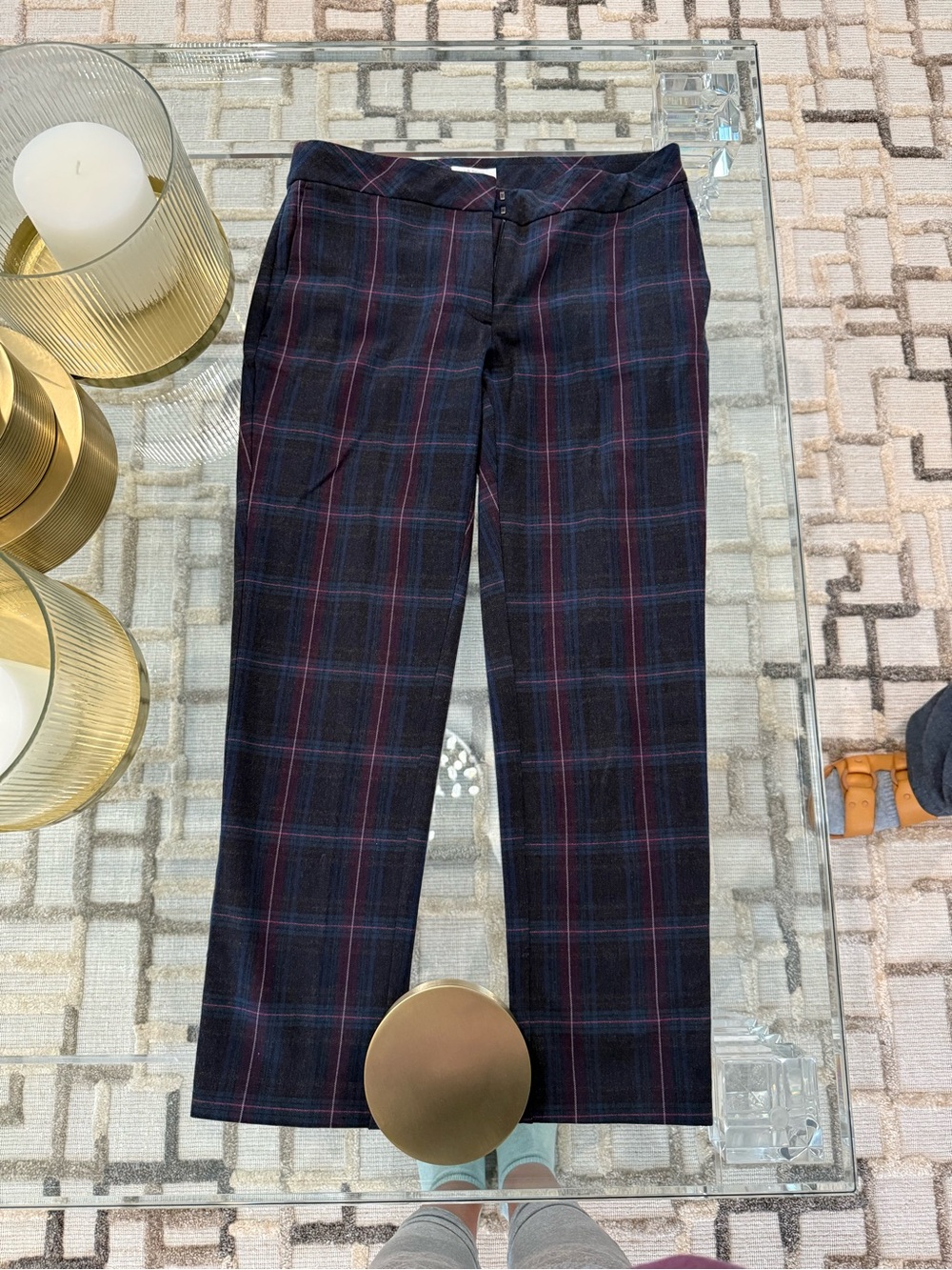 J. Jill Navy Plaid Ankle Pants with Red & Blue Windowpane